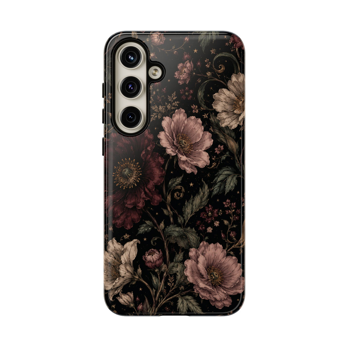 Floral Phone Case — Vintage Dark Botanical Protective Cover