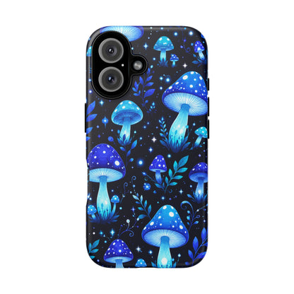 Blue Glowing Mushrooms Phone Case — Psychedelic Fungi Tough Case