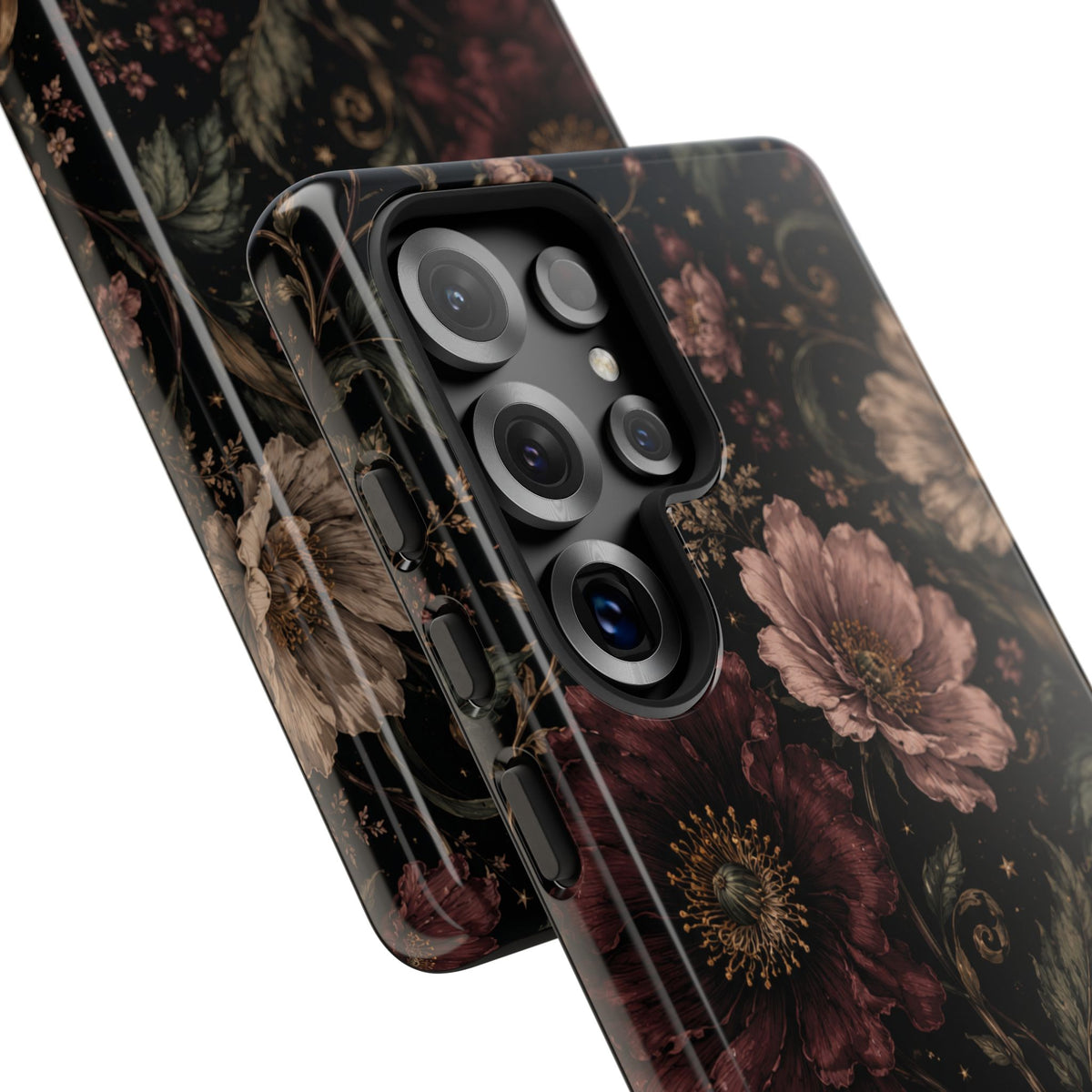 Floral Phone Case — Vintage Dark Botanical Protective Cover