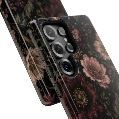 Floral Phone Case — Vintage Dark Botanical Protective Cover