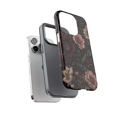 Floral Phone Case — Vintage Dark Botanical Protective Cover