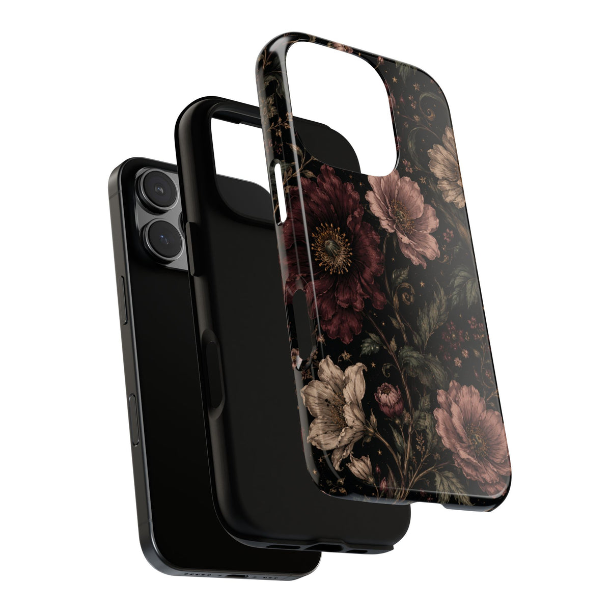 Floral Phone Case — Vintage Dark Botanical Protective Cover