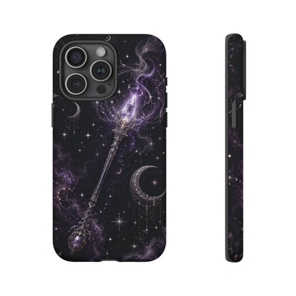 Celestial Magic Wand Phone Case — Mystic Moon & Stars Galaxy Tough Case