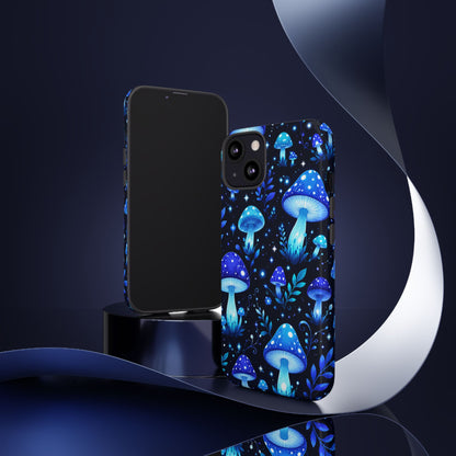 Blue Glowing Mushrooms Phone Case — Psychedelic Fungi Tough Case