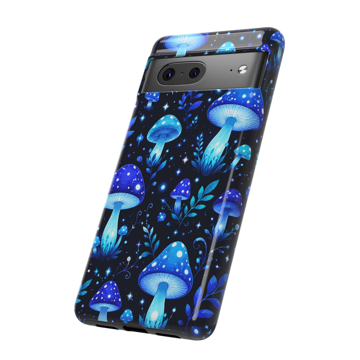 Blue Glowing Mushrooms Phone Case — Psychedelic Fungi Tough Case