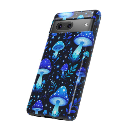 Blue Glowing Mushrooms Phone Case — Psychedelic Fungi Tough Case