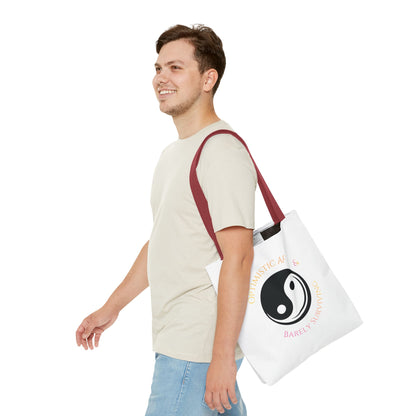 Yin Yang Tote — "Optimistic AF & Barely Surviving" Graphic Tote Bag