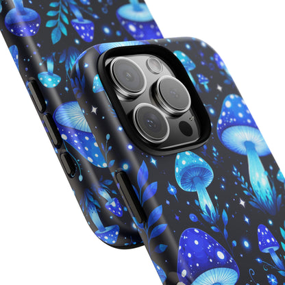 Blue Glowing Mushrooms Phone Case — Psychedelic Fungi Tough Case