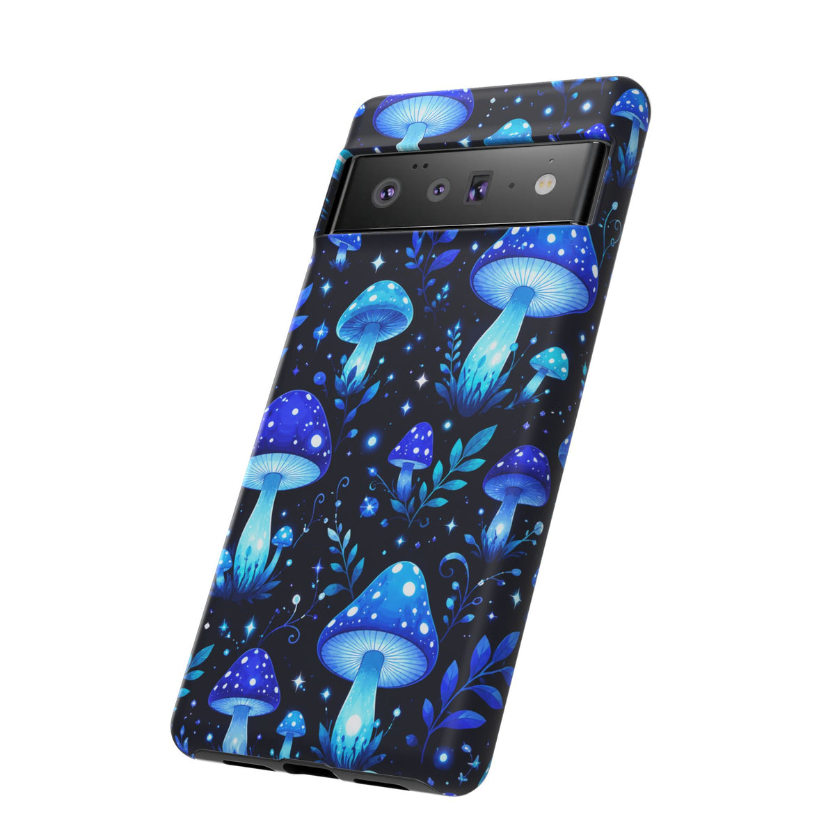 Blue Glowing Mushrooms Phone Case — Psychedelic Fungi Tough Case