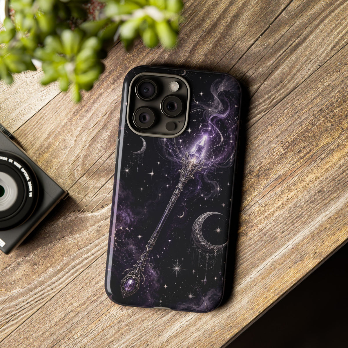 Celestial Magic Wand Phone Case — Mystic Moon & Stars Galaxy Tough Case