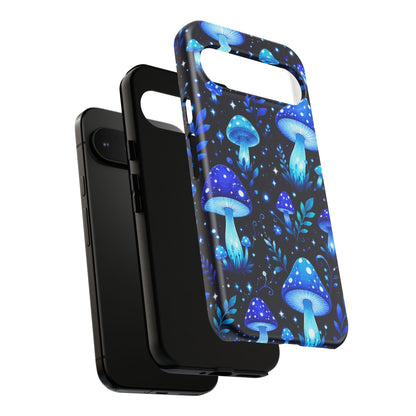 Blue Glowing Mushrooms Phone Case — Psychedelic Fungi Tough Case