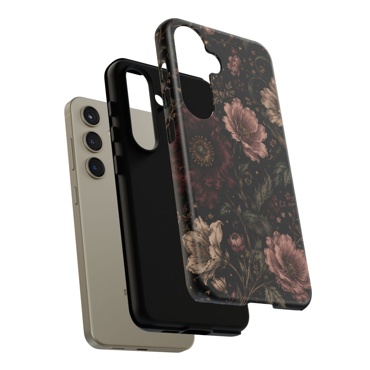 Floral Phone Case — Vintage Dark Botanical Protective Cover