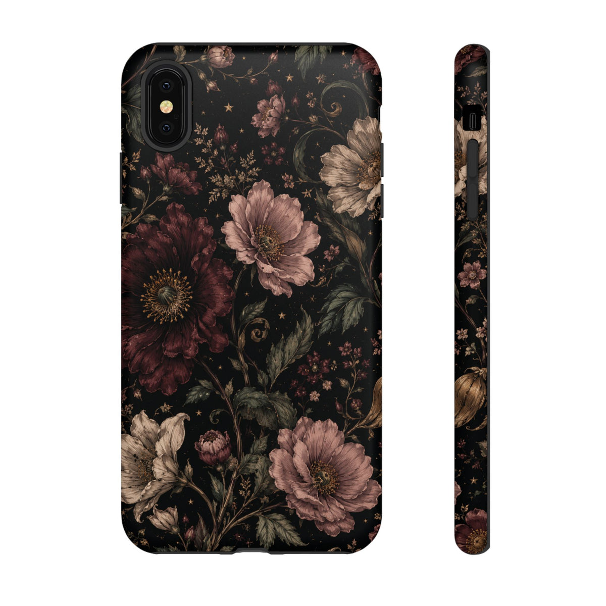 Floral Phone Case — Vintage Dark Botanical Protective Cover