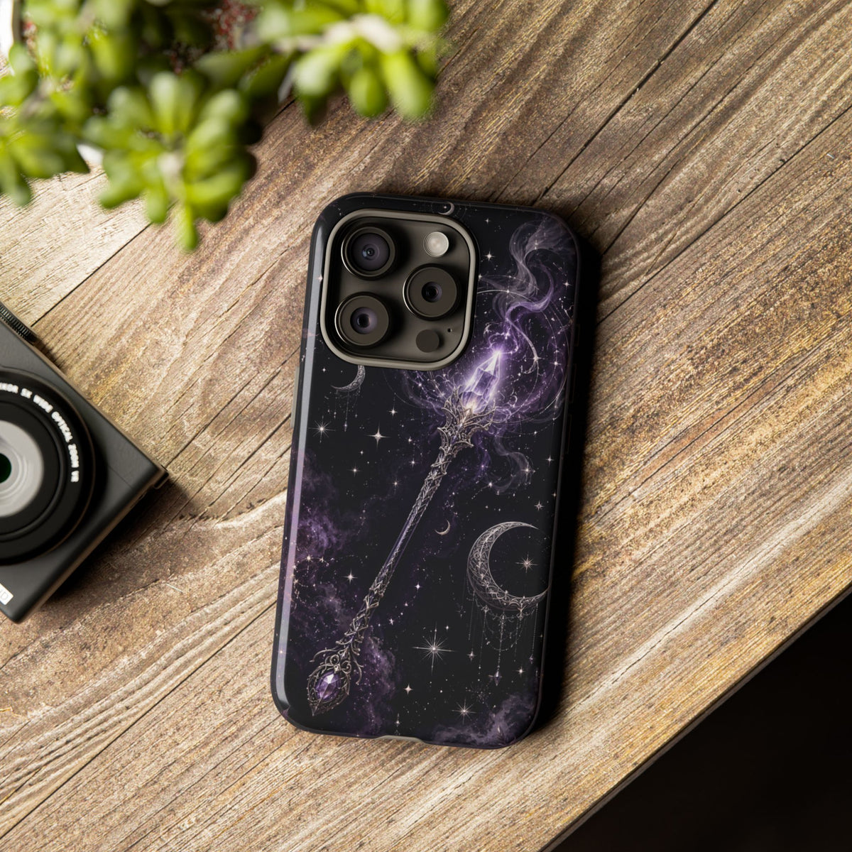 Celestial Magic Wand Phone Case — Mystic Moon & Stars Galaxy Tough Case