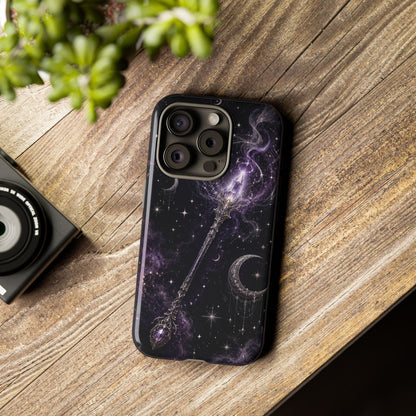 Celestial Magic Wand Phone Case — Mystic Moon & Stars Galaxy Tough Case