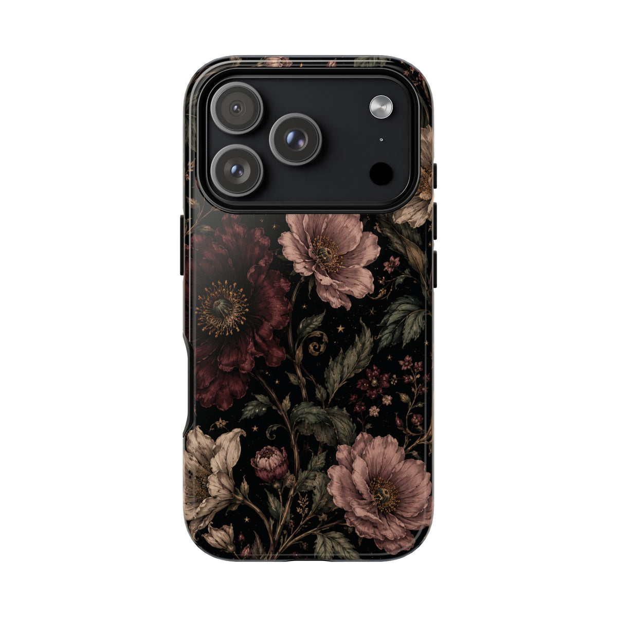 Floral Phone Case — Vintage Dark Botanical Protective Cover