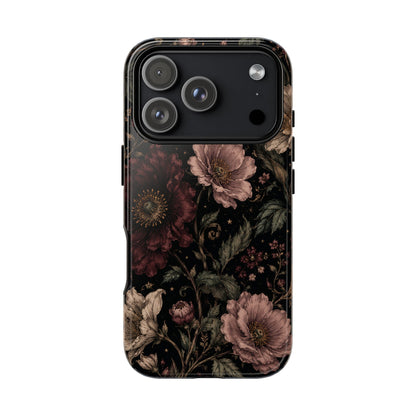 Floral Phone Case — Vintage Dark Botanical Protective Cover