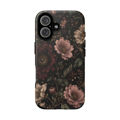 Floral Phone Case — Vintage Dark Botanical Protective Cover