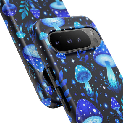 Blue Glowing Mushrooms Phone Case — Psychedelic Fungi Tough Case