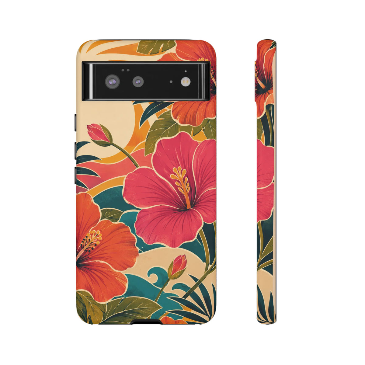 Tropical Floral Tough Phone Case — Sunset Vibes  Protective Cover