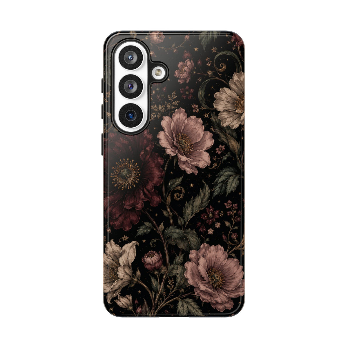 Floral Phone Case — Vintage Dark Botanical Protective Cover