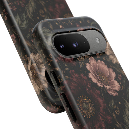 Floral Phone Case — Vintage Dark Botanical Protective Cover