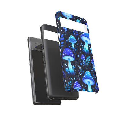 Blue Glowing Mushrooms Phone Case — Psychedelic Fungi Tough Case