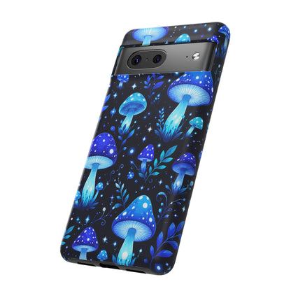 Blue Glowing Mushrooms Phone Case — Psychedelic Fungi Tough Case