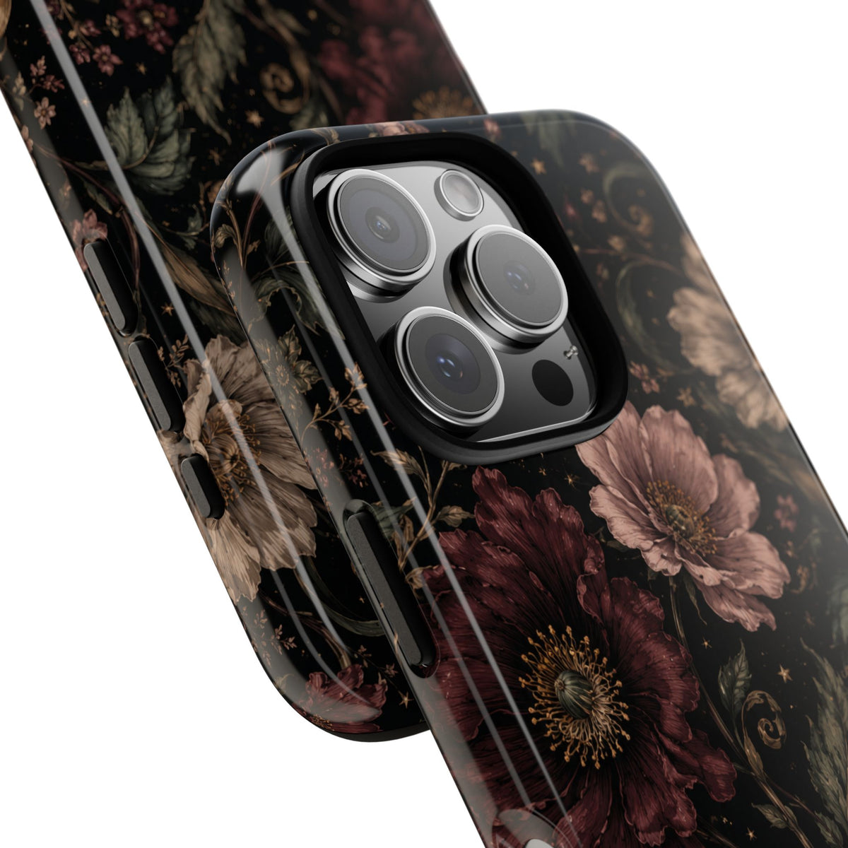 Floral Phone Case — Vintage Dark Botanical Protective Cover