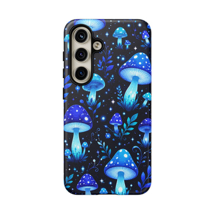Blue Glowing Mushrooms Phone Case — Psychedelic Fungi Tough Case
