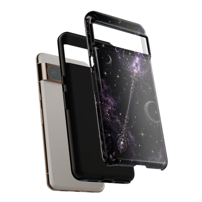 Celestial Magic Wand Phone Case — Mystic Moon & Stars Galaxy Tough Case