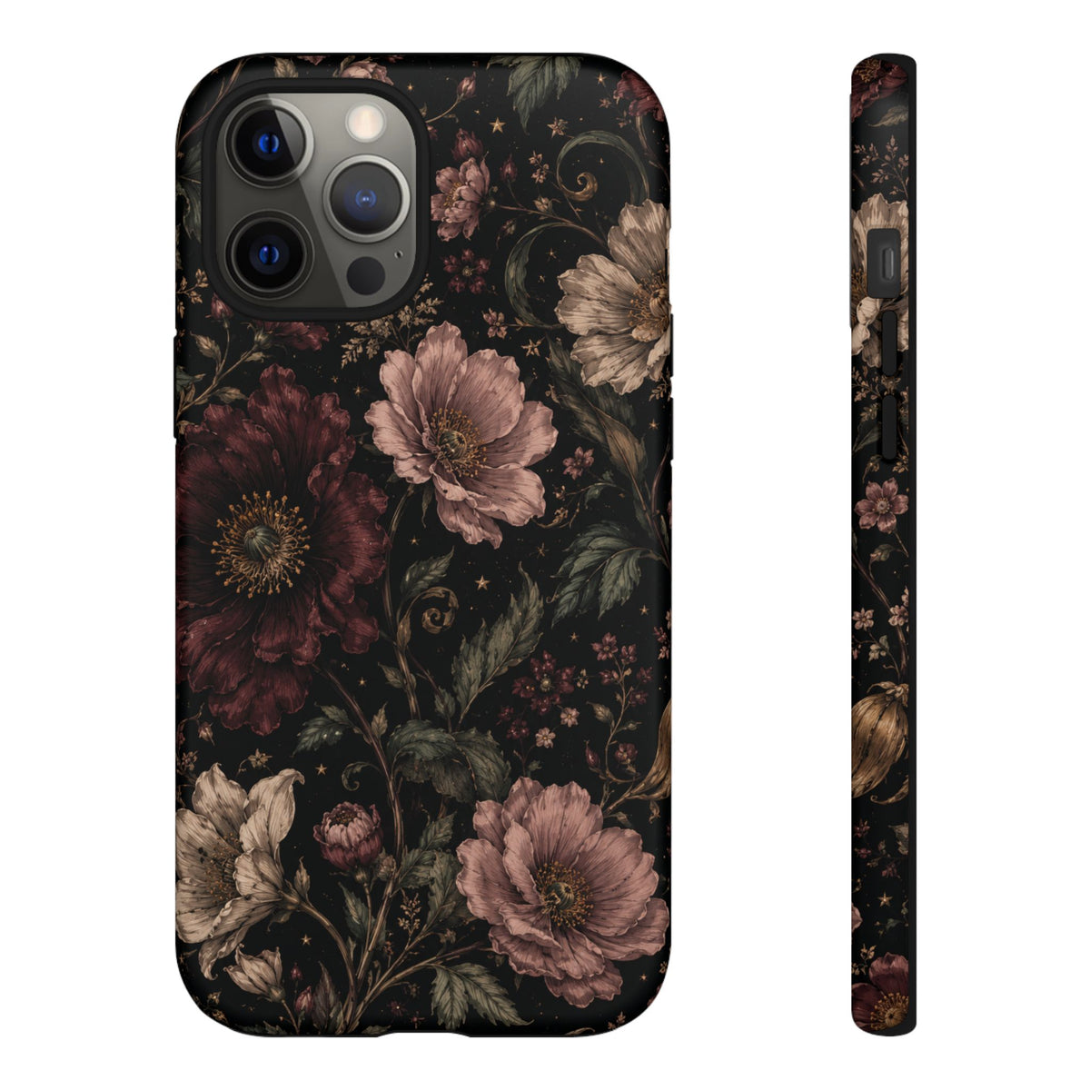 Floral Phone Case — Vintage Dark Botanical Protective Cover