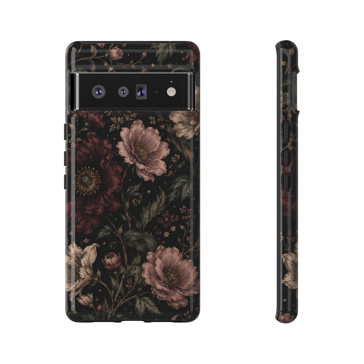 Floral Phone Case — Vintage Dark Botanical Protective Cover