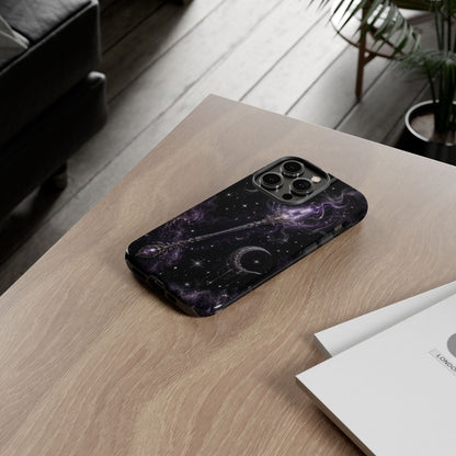 Celestial Magic Wand Phone Case — Mystic Moon & Stars Galaxy Tough Case
