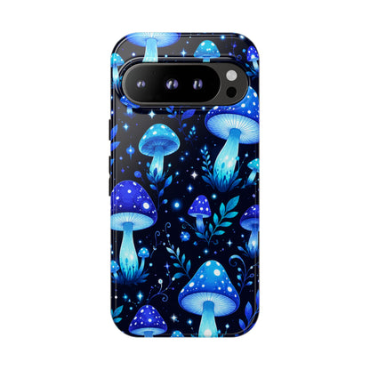 Blue Glowing Mushrooms Phone Case — Psychedelic Fungi Tough Case