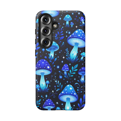 Blue Glowing Mushrooms Phone Case — Psychedelic Fungi Tough Case