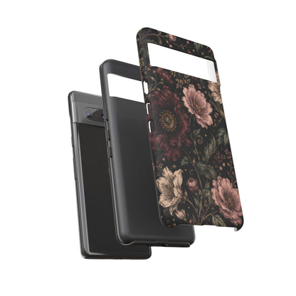Floral Phone Case — Vintage Dark Botanical Protective Cover