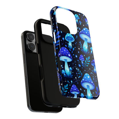 Blue Glowing Mushrooms Phone Case — Psychedelic Fungi Tough Case