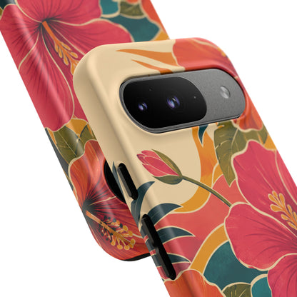 Tropical Floral Tough Phone Case — Sunset Vibes  Protective Cover