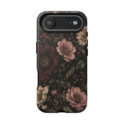 Floral Phone Case — Vintage Dark Botanical Protective Cover
