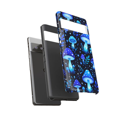 Blue Glowing Mushrooms Phone Case — Psychedelic Fungi Tough Case
