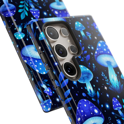 Blue Glowing Mushrooms Phone Case — Psychedelic Fungi Tough Case
