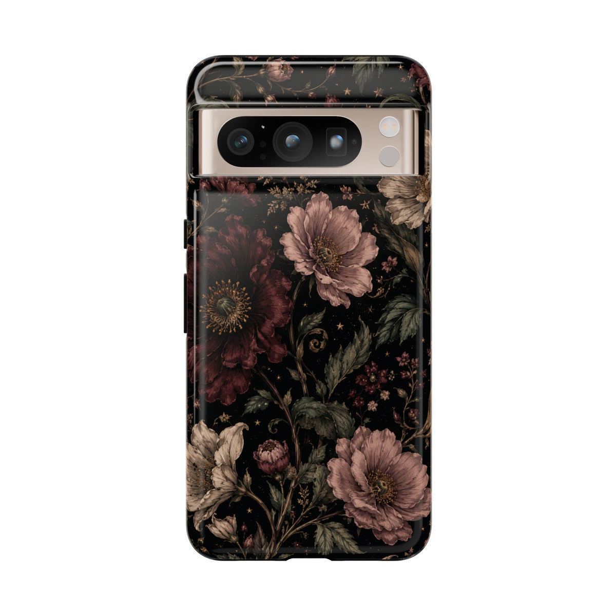 Floral Phone Case — Vintage Dark Botanical Protective Cover
