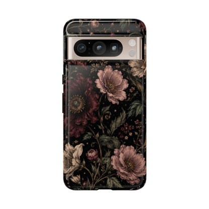 Floral Phone Case — Vintage Dark Botanical Protective Cover