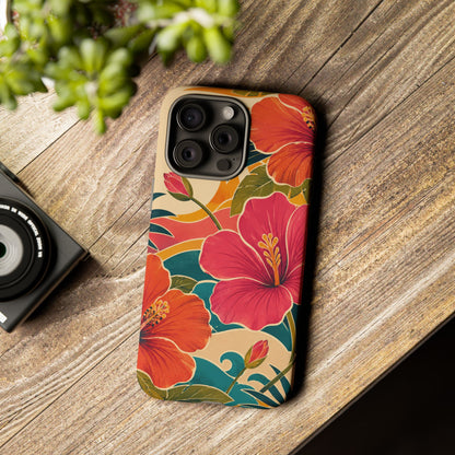 Tropical Floral Tough Phone Case — Sunset Vibes  Protective Cover