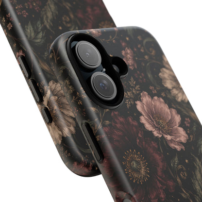 Floral Phone Case — Vintage Dark Botanical Protective Cover