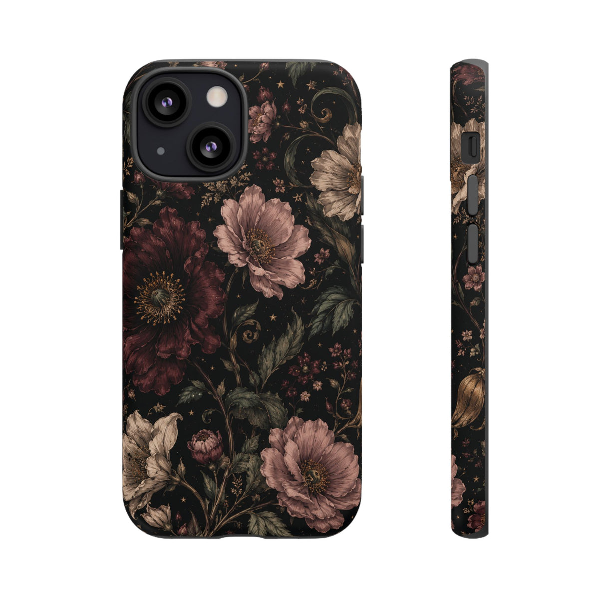 Floral Phone Case — Vintage Dark Botanical Protective Cover