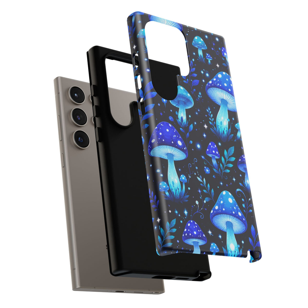 Blue Glowing Mushrooms Phone Case — Psychedelic Fungi Tough Case