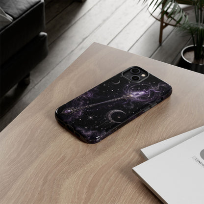 Celestial Magic Wand Phone Case — Mystic Moon & Stars Galaxy Tough Case