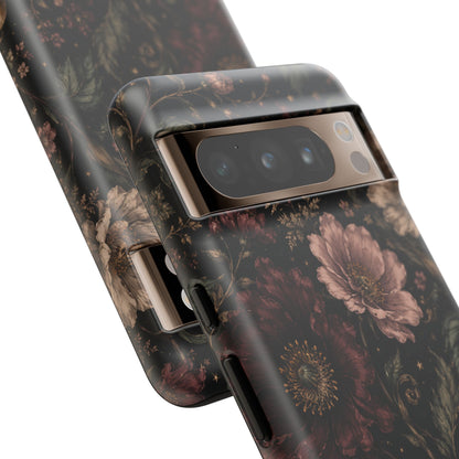 Floral Phone Case — Vintage Dark Botanical Protective Cover